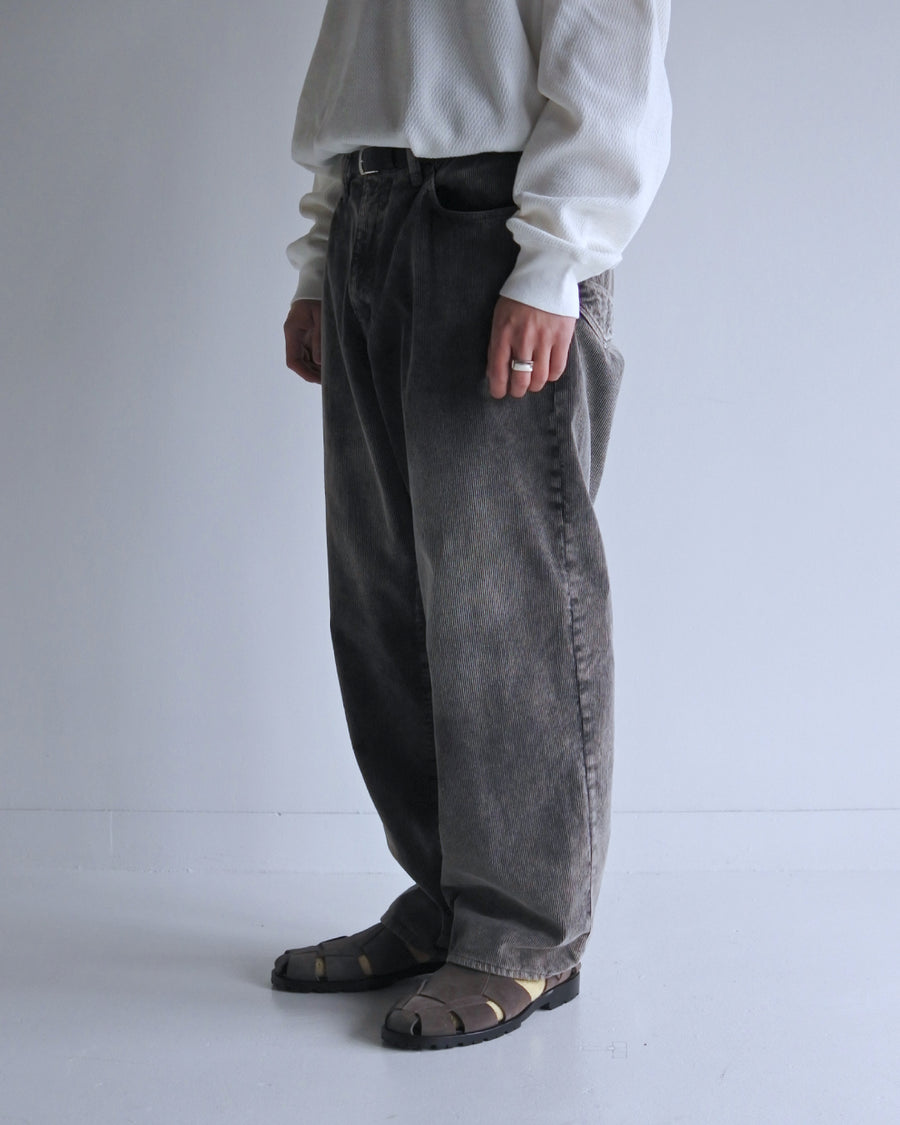 AN325-W SULFUR DYED CORDUROY 5P WIDE PANTS SULFUR BLACK