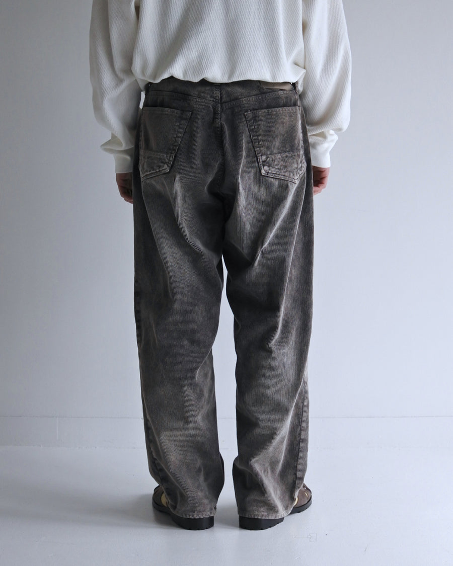 AN325-W SULFUR DYED CORDUROY 5P WIDE PANTS SULFUR BLACK