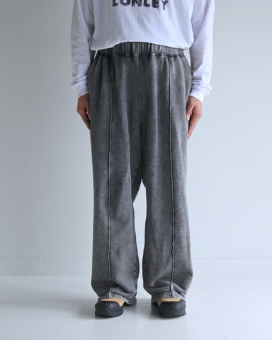 AN323-W PIN TUCK WIDE SWEAT PANTS SULFUR BLACK