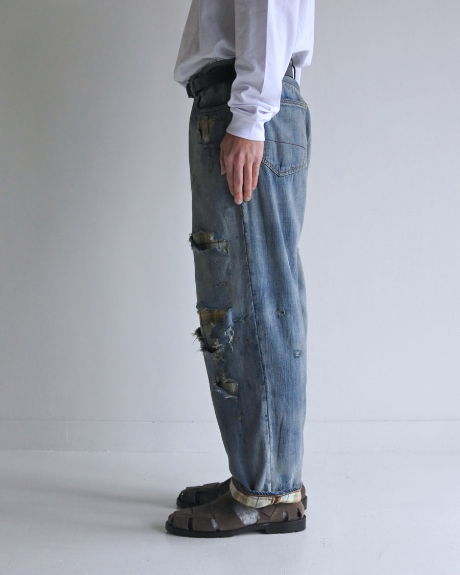 AN333-R CHEAK COMBI DENIM 5P PANTS INDIGO(REMAKE)
