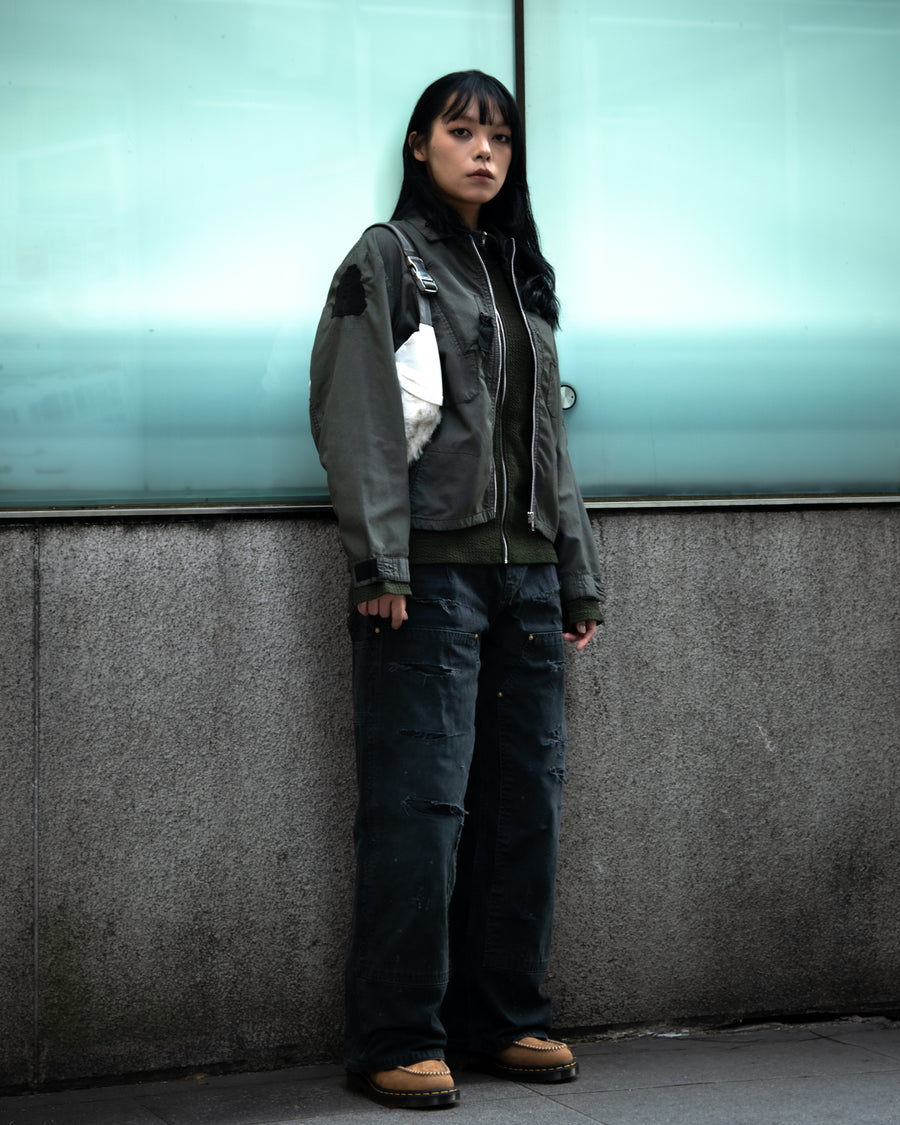 FIFTH ＋ ANACHRONORM  Ripped Double Knee Pants BLACK