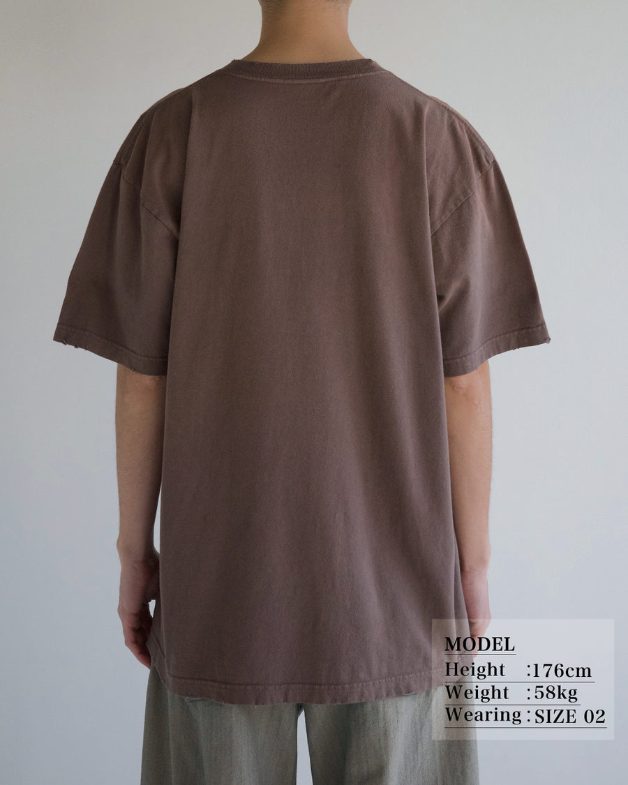 ANACHRONORM フレーム グラフィックTシャツ ダスティブラウン | 5.6oz天竺 アメリカンカルチャーモチーフ 特殊染色 変色加工 一点一点
