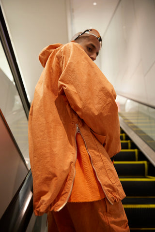 AN252 OVER DYED ANORAK PULLOVER JACKET ORANGE