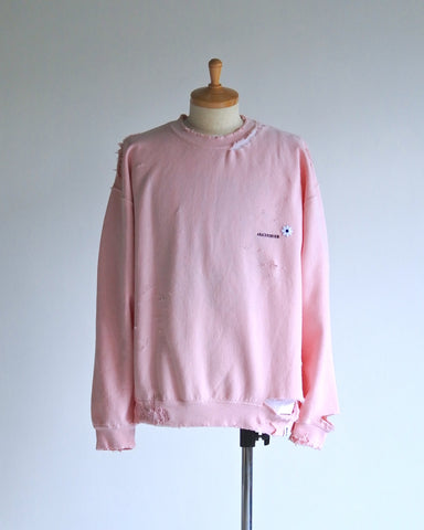 AN20TH-010 AN×NIC HAND PRINT FLOWER DAMAGED SWEAT BABY PINK