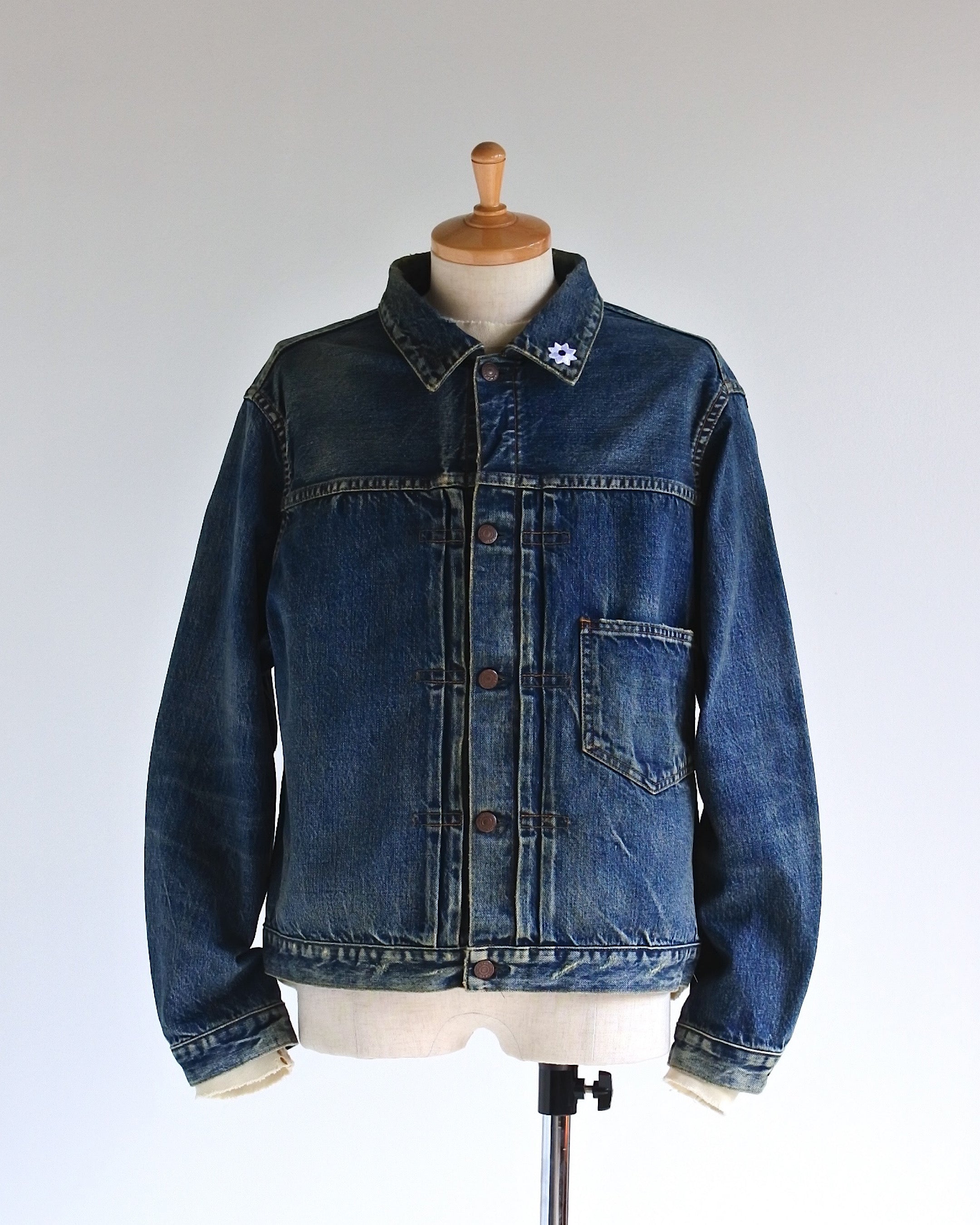 AN20TH-011 AN×NIC HAND PRINT FLOWER DENIM JACKET INDIGO(AGING)