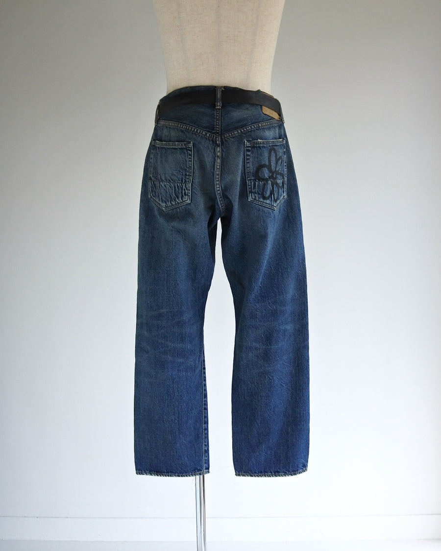 AN20TH-012 AN×NIC HAND PRINT FLOWER DENIM PANTS INDIGO(AGING)