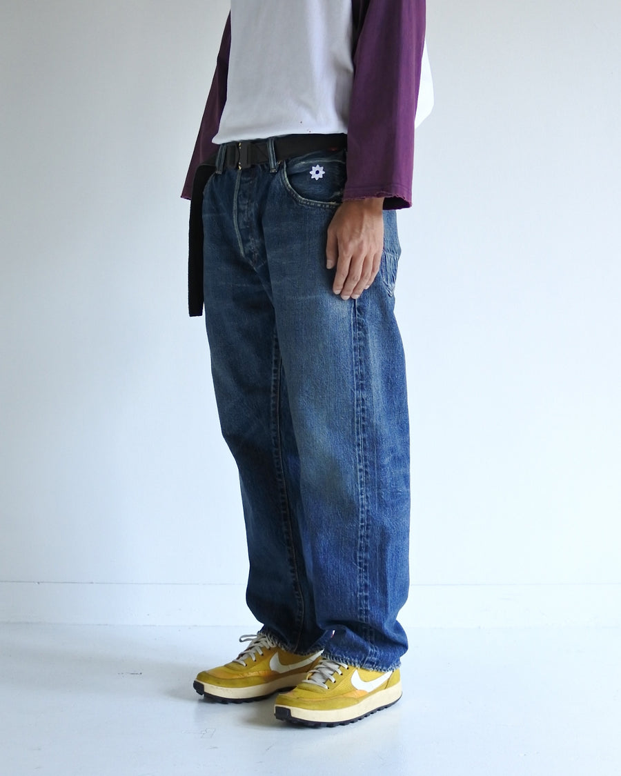 AN20TH-012 AN×NIC HAND PRINT FLOWER DENIM PANTS INDIGO(AGING)