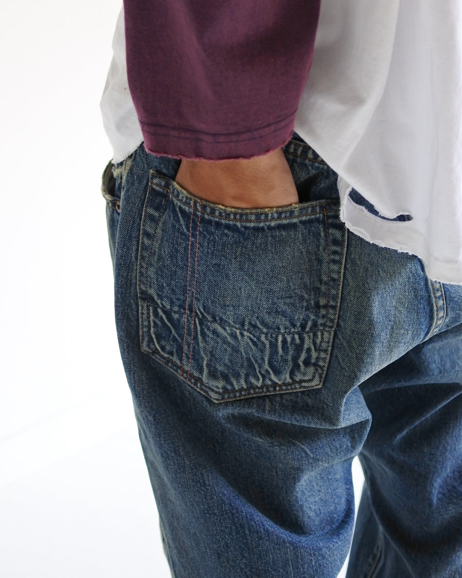 AN20TH-012 AN×NIC HAND PRINT FLOWER DENIM PANTS INDIGO(AGING)