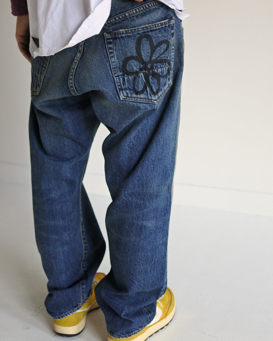 AN20TH-012 AN×NIC HAND PRINT FLOWER DENIM PANTS INDIGO(AGING)