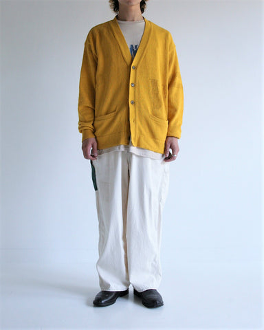 AN270 LETTERED MESH CARDIGAN YELLOW
