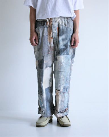 AN278 ARCHIVE DENIM COLLAGE WIDE EASY PANTS INDIGO