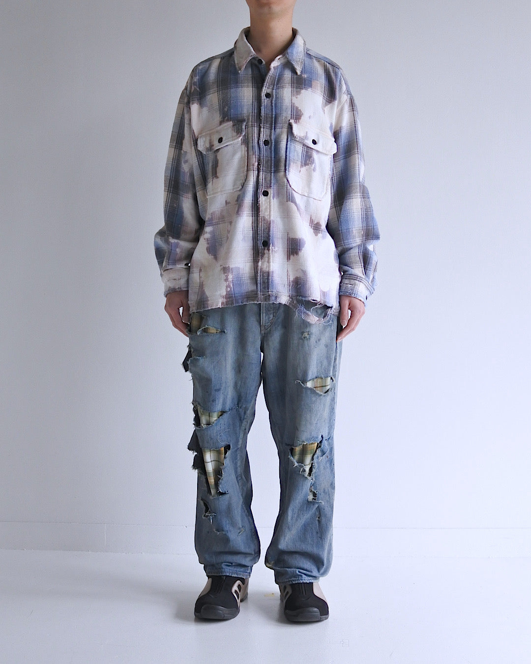 AN316 FLANNEL BLEACH CPO SHIRTS GRAY – ANACHRONORM 
