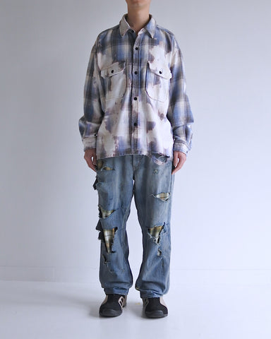 AN316 FLANNEL BLEACH CPO SHIRTS GRAY