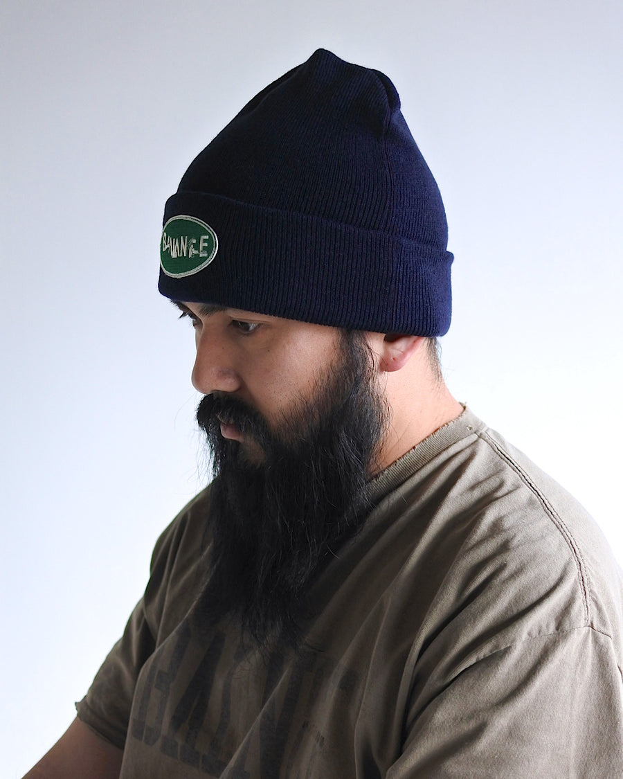 ANNK002 GLITCH EMBROIDERY BEANIE NAVY