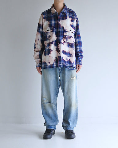 AN316 FLANNEL BLEACH CPO SHIRTS BLUE