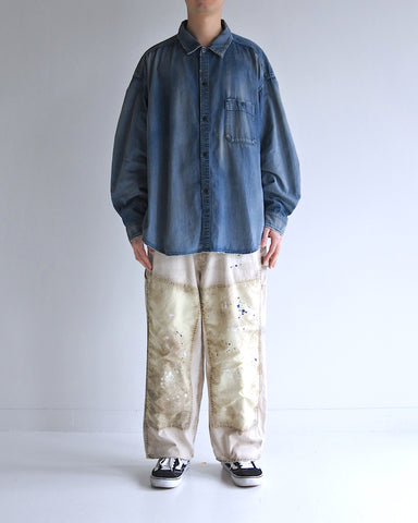 AN315-W LIGHT oz DENIM TUCK LONG SHIRTS INDIGO