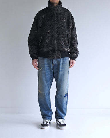 AN320 DAMAGED TWEED DRIZZLER JACKET BLACK