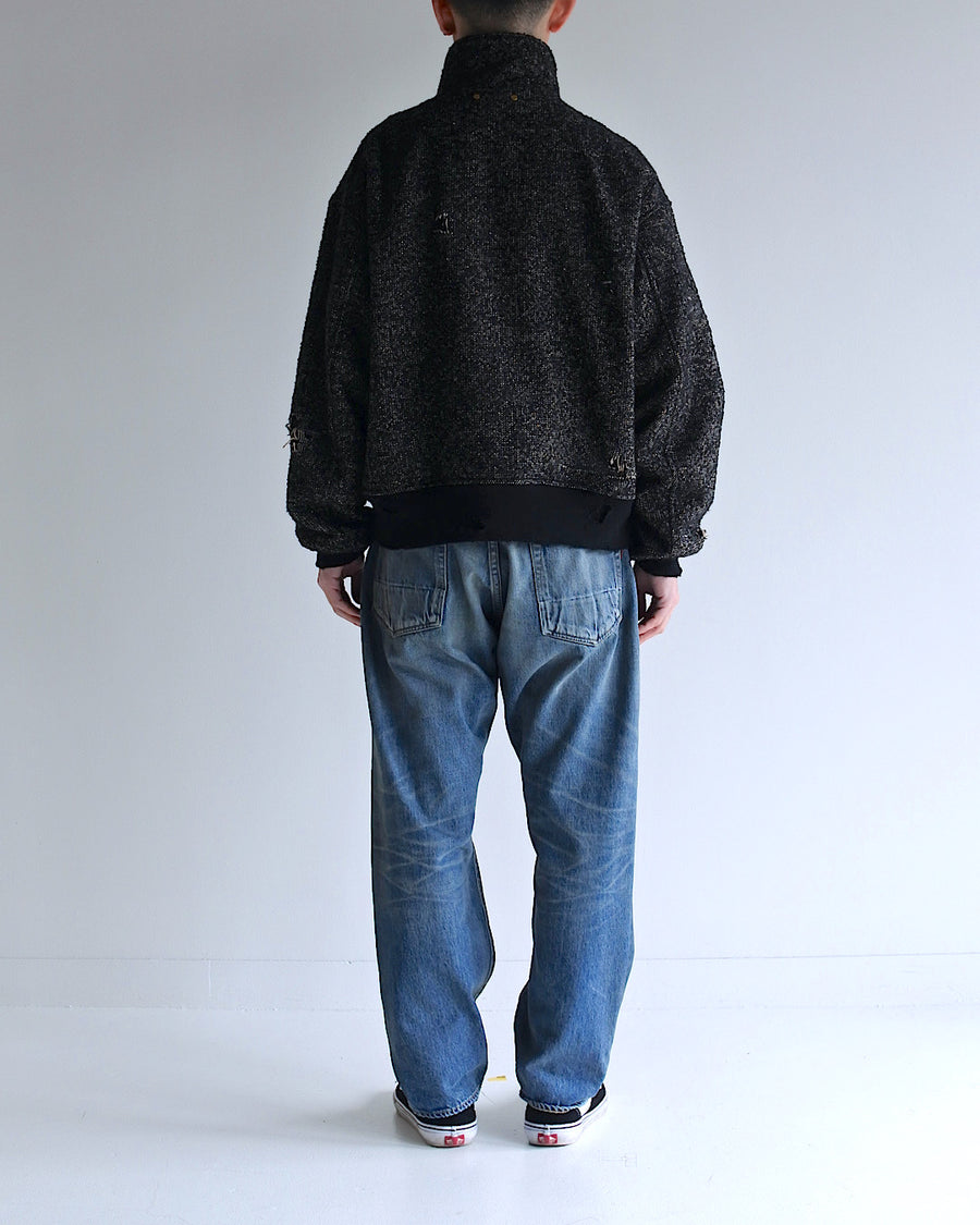 AN320 DAMAGED TWEED DRIZZLER JACKET BLACK