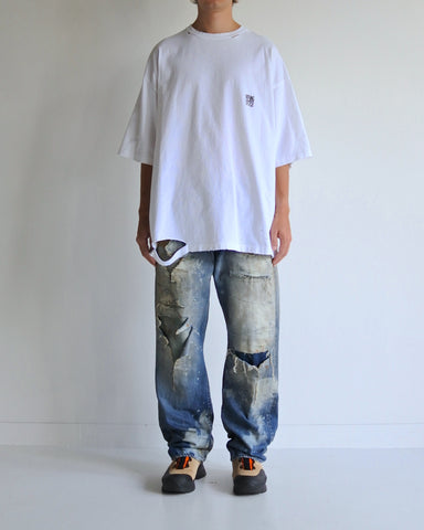 AN361 EMBROIDERY DAMAGED S/S T-S WHITE