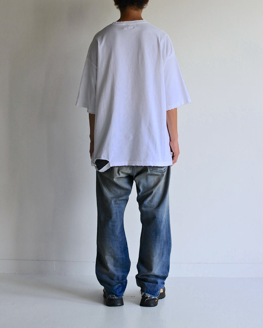 AN361 EMBROIDERY DAMAGED S/S T-S WHITE