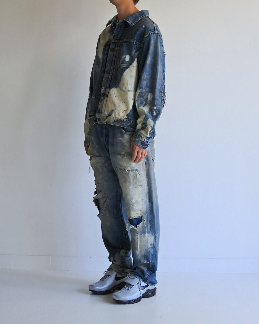 AN351 HARD REMAKED FRONT TUCK DENIM JACKET INDIGO (REMAKE