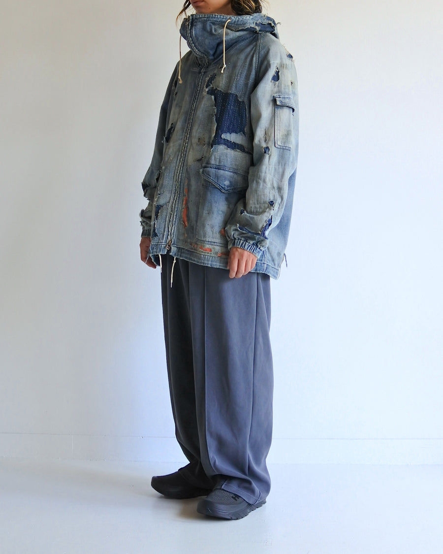 AN340-R DUAL DENIM REMAKED FULLZIP PARKA INDIGO (REMAKE