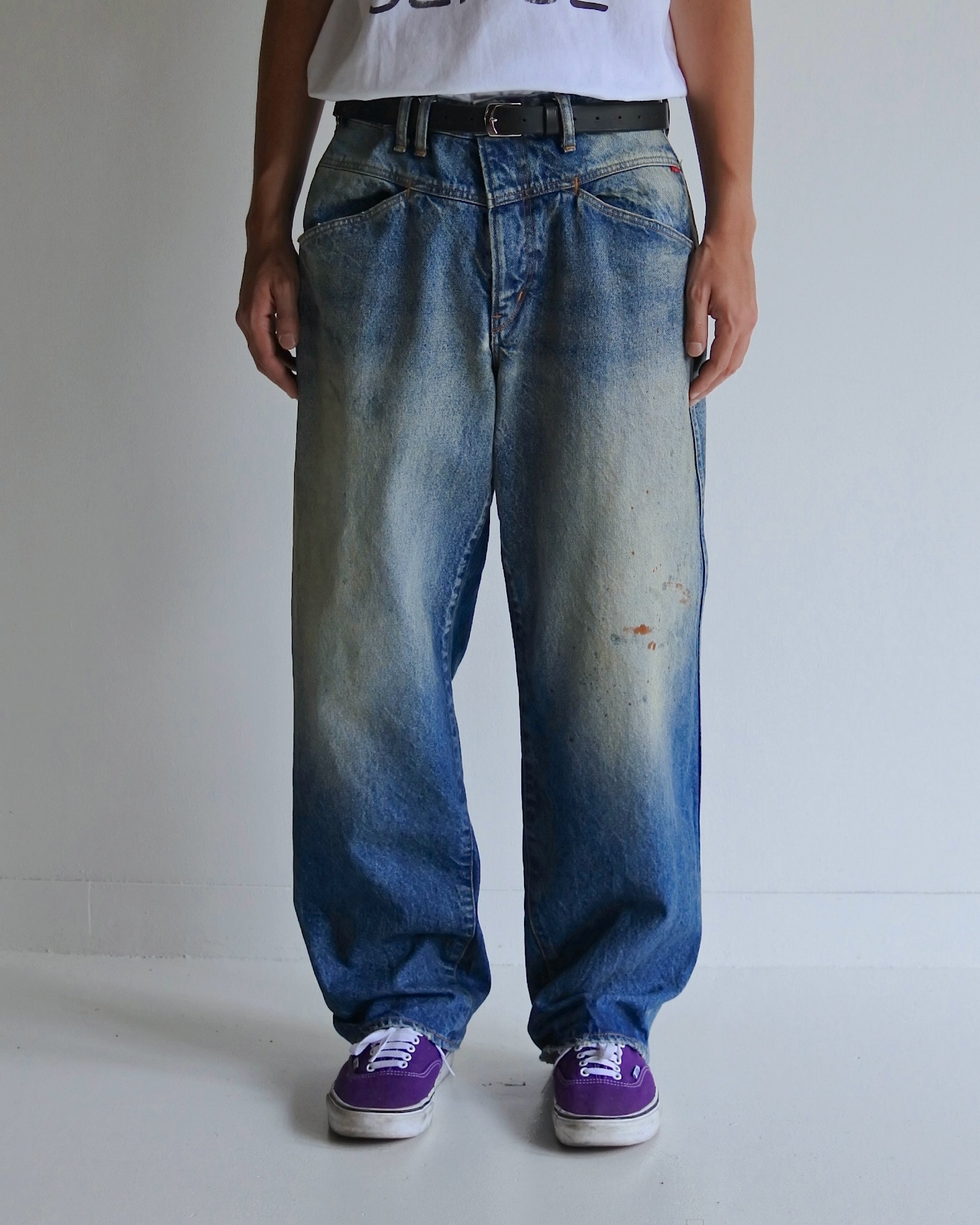 AN339-W FRONT YORK WASHED DENIM PANTS INDIGO (AGING