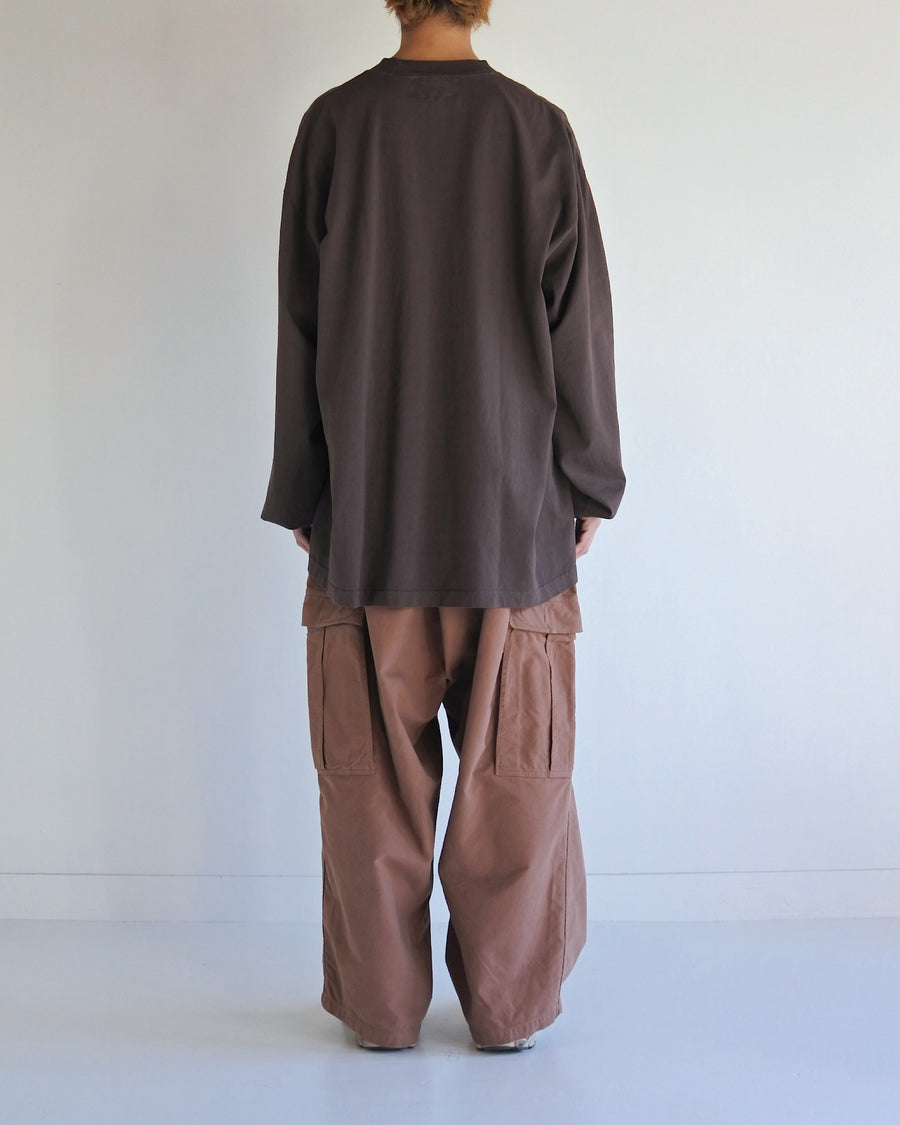 "マンチェスター" "ネブワース"カルチャーの発信源の地をスーベニア風にプリントデザインしモカ色に顔料染めしたロンT