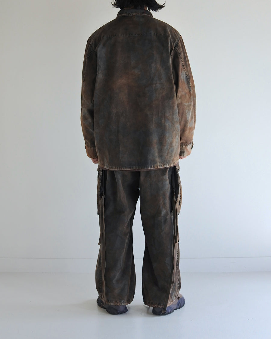 リップストップオリジナルリアルツリー生地を硫化染めしたファティーグジャケット