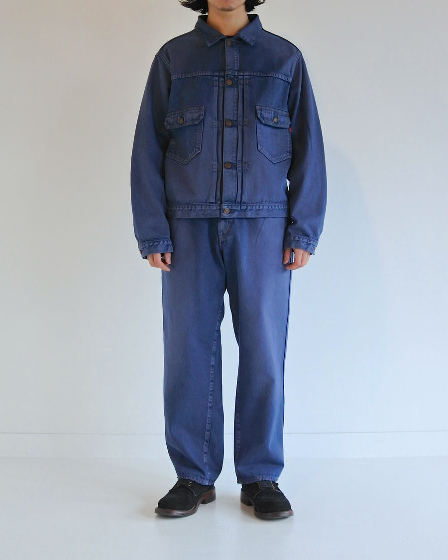 AN382 COLOR DYED FRONT TUCK DENIM JACKET TYPE2 INDIGO×GRAY