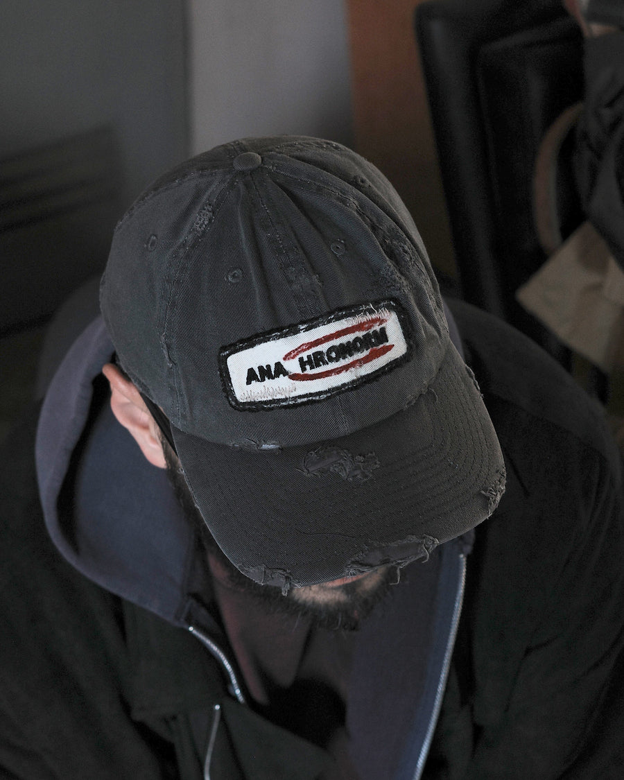 ANACHRONORM / DISTRESSED PATCH 6PANEL CAP - CHARCOAL [BALANCE EXCLUSIVE]