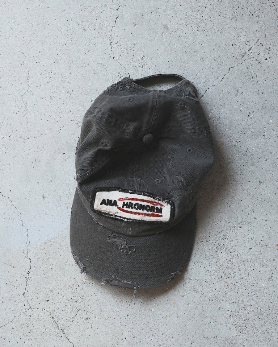 ANACHRONORM / DISTRESSED PATCH 6PANEL CAP - CHARCOAL [BALANCE EXCLUSIVE]