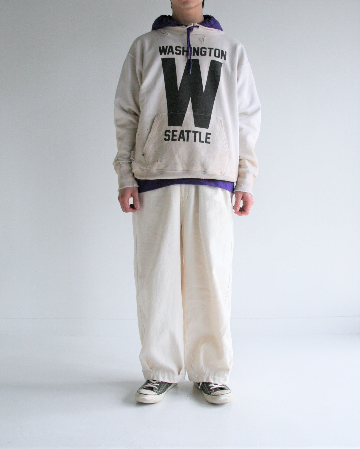 AN244 W PRINT CUT-OFF SWEAT PARKA OFF WHITE – ANACHRONORM