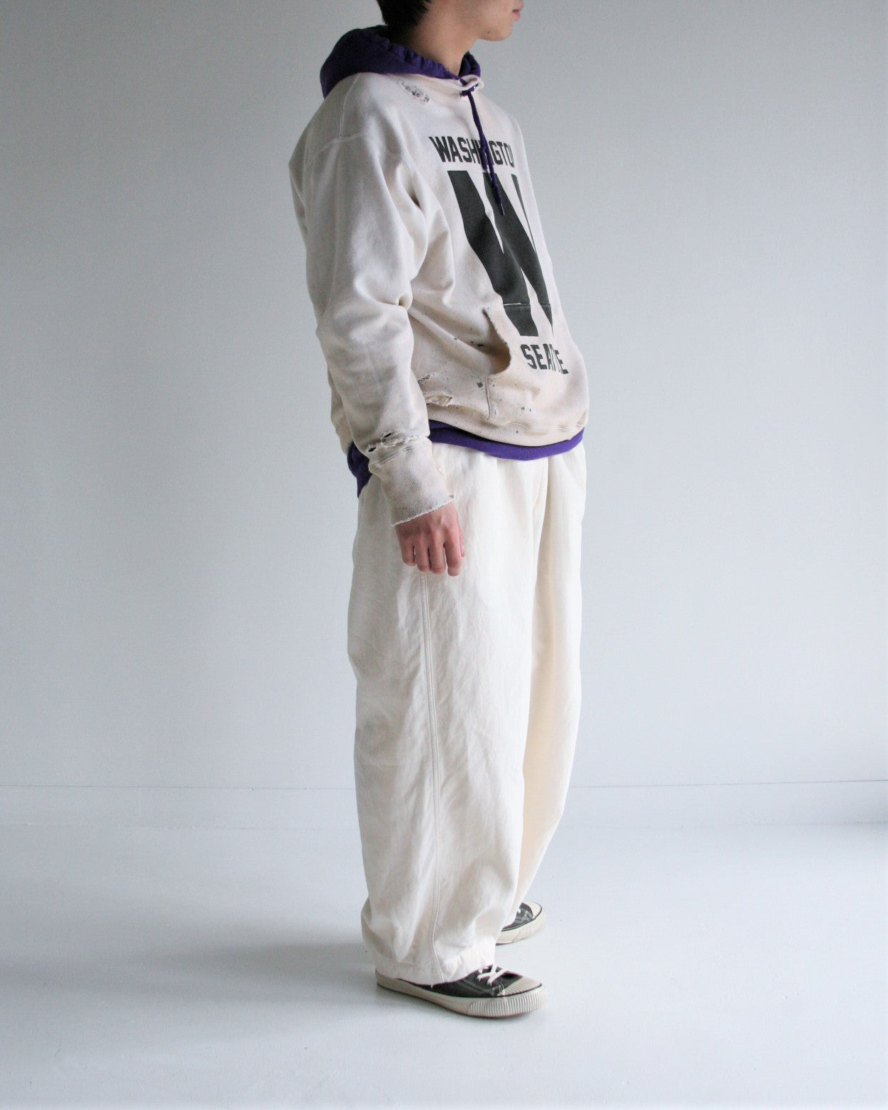 AN244 W PRINT CUT-OFF SWEAT PARKA OFF WHITE – ANACHRONORM