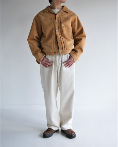 AN259 FRONT TUCK SUEDE JACKET BEIGE