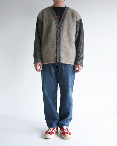 AN257 MOHAIR COMBINATION CARDIGAN CHARCOAL