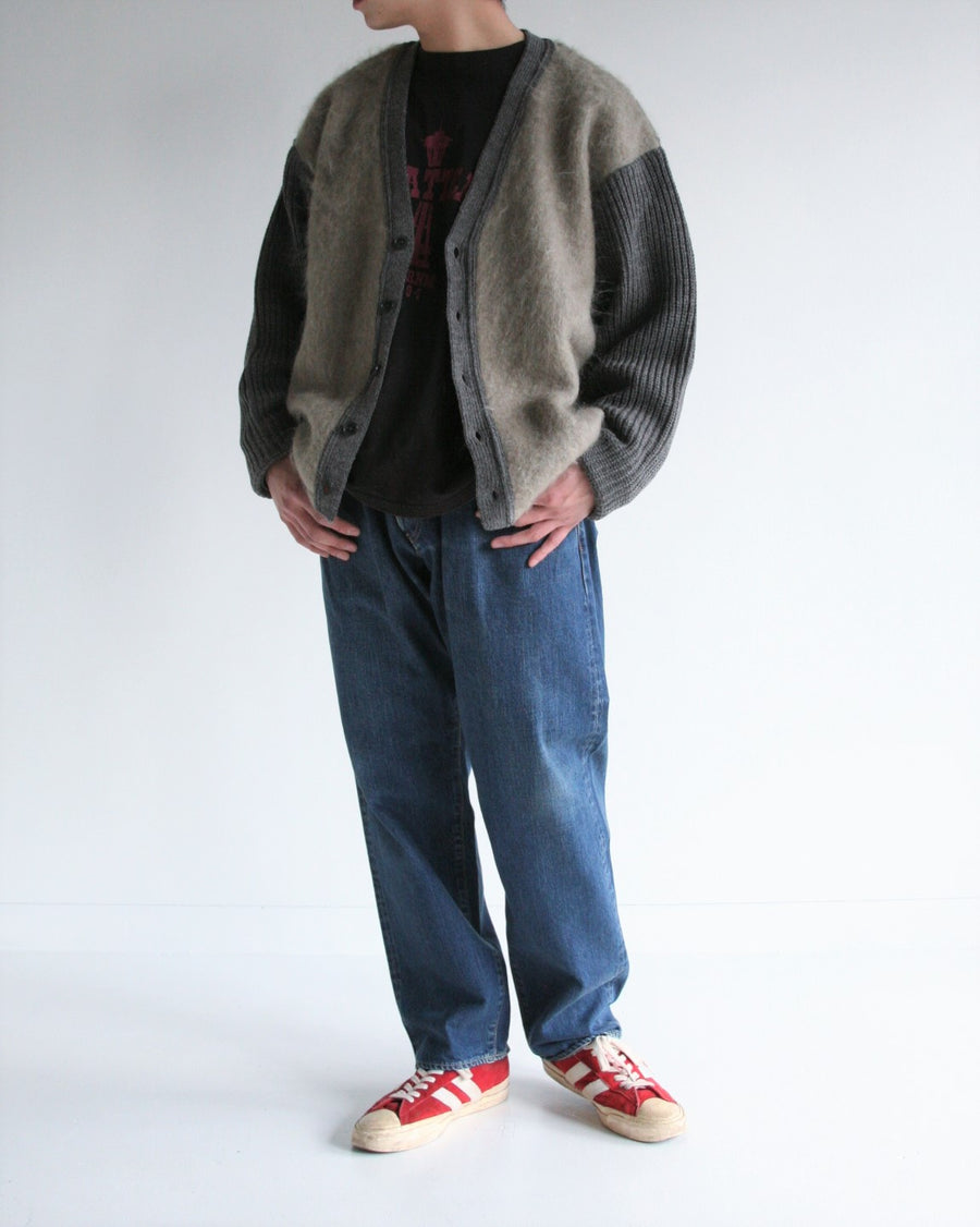 AN257 MOHAIR COMBINATION CARDIGAN CHARCOAL