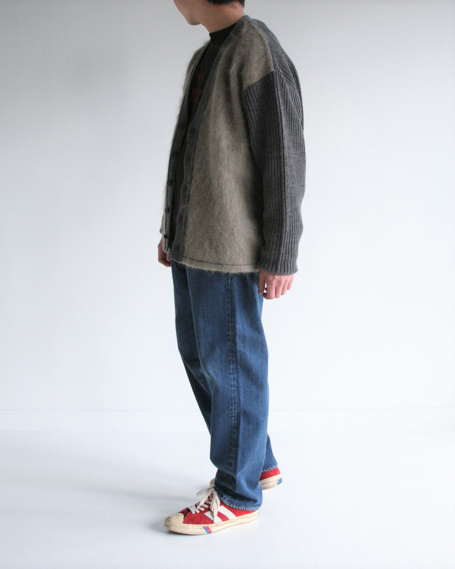 AN257 MOHAIR COMBINATION CARDIGAN CHARCOAL