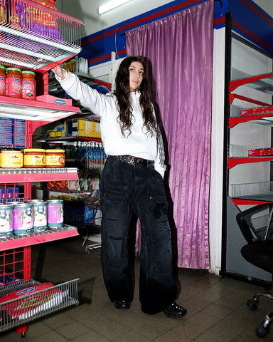 FIFTH ＋ ANACHRONORM  Ripped Double Knee Pants BLACK