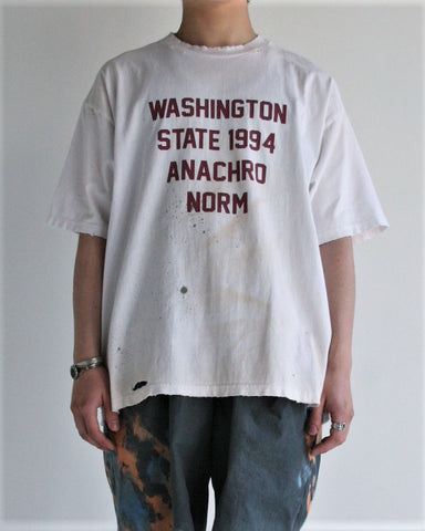 AN235  WASHINGTON DAMAGED PRINT T-S BURGUNDY PRINT