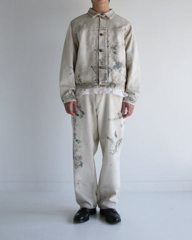AN245-W DIRT PAINT FRONT TUCK DENIM JACKET KINARI