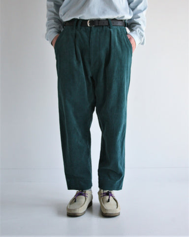 AN255 DRAPING TAPERED TROUSERS BLUE GREEN