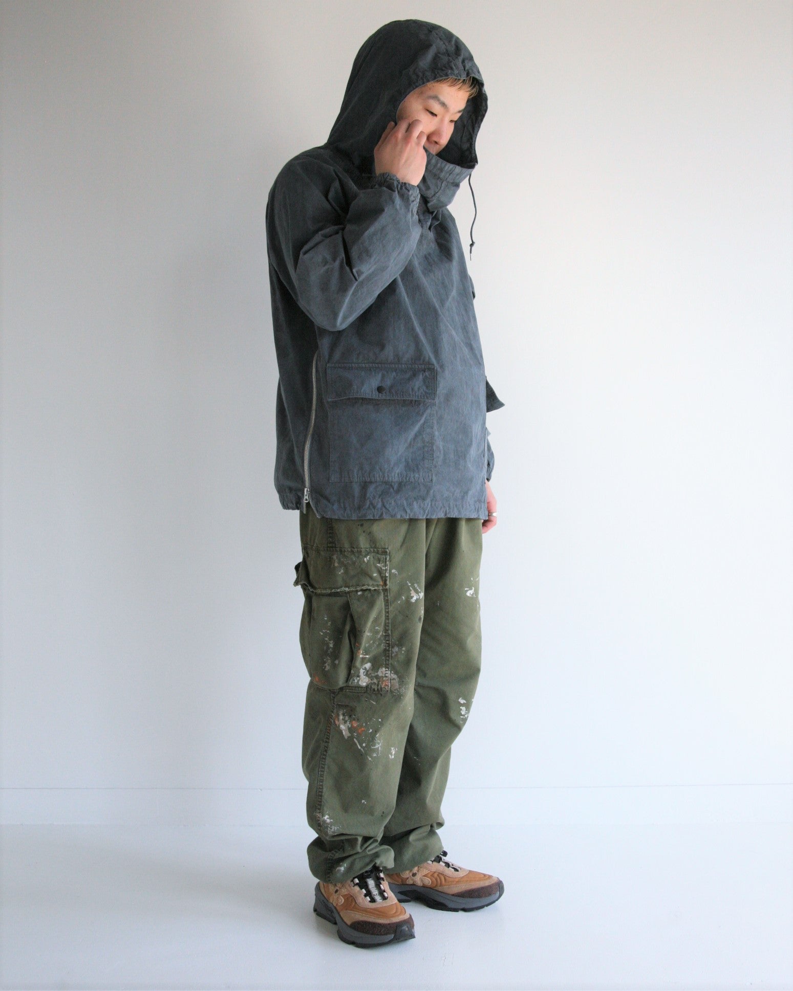 AN252 OVER DYED ANORAK PULLOVER JACKET NAVY – ANACHRONORM