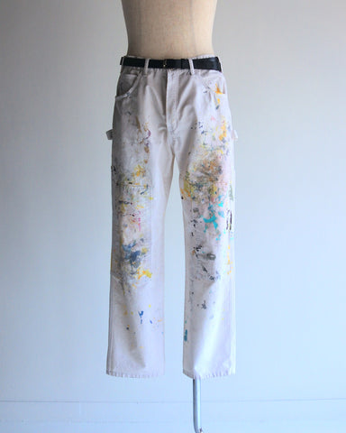 ANDK003 DART PAINT DOUBLE KNEE PAINTER PANTS WHITE