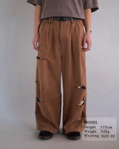 ANACHRONORM カルゼ タック ワイドパンツ サーモン | コットンカルゼ 職人手作業 フロント裏地付き 一点一点 日本製