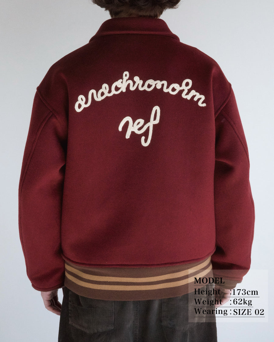 ANACHRONORM メルトンウール ドリズラージャケット レッド | メルトンウール 縮絨 REF刺繍 裏地付き 保温性