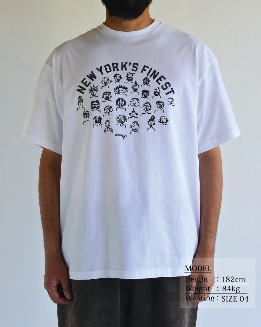 ANACHRONORM × Souvenyr NYC フェイシズ 半袖Tシャツ ホワイト | コラボグラフィック ニューヨーク コットン100%