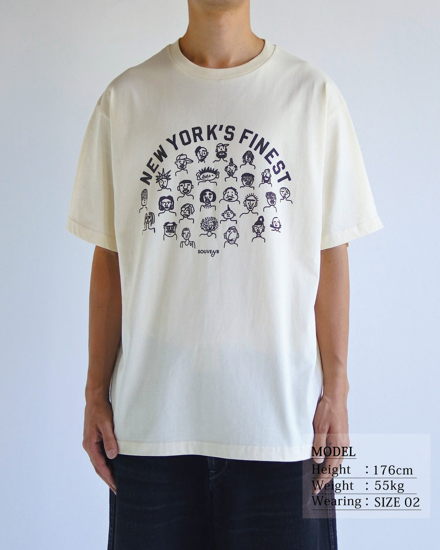 ANACHRONORM × Souvenyr NYC フェイシズ 半袖Tシャツ ベージュ | コラボグラフィック ニューヨーク コットン100%