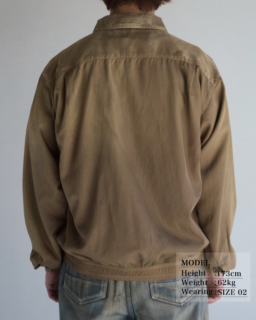 ANACHRONORM レーヨン ドリズラージャケット KHAKI | コットンレーヨンツイル 染色×脱色 光沢 ヴィンテージギャバブルゾン着想 一点一点 日本製