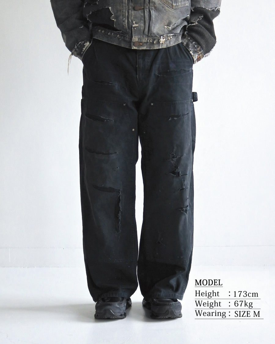 FIFTH ＋ ANACHRONORM  Ripped Double Knee Pants BLACK